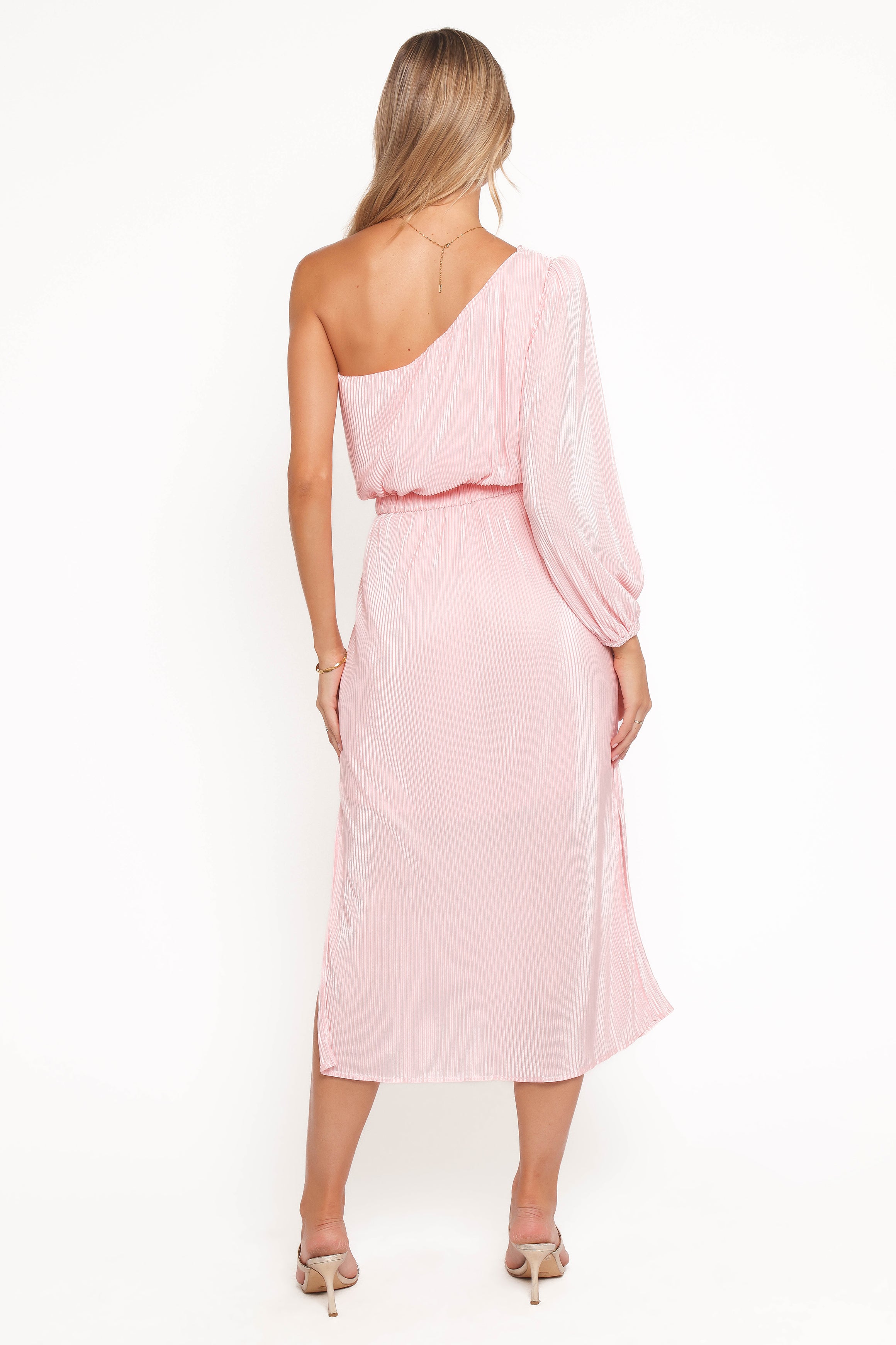 DRESSES Pontee One Shoulder Pleated Midi Dress - Pink