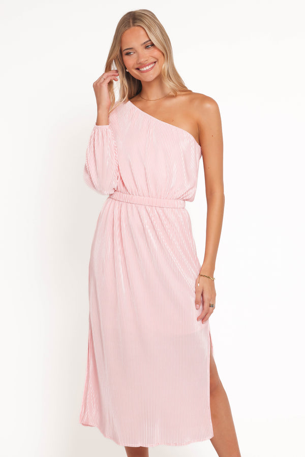 DRESSES Pontee One Shoulder Pleated Midi Dress - Pink