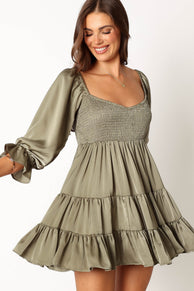 DRESSES @Popey Longsleeve Mini Dress - Olive