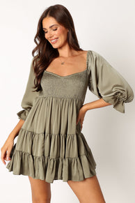 DRESSES @Popey Longsleeve Mini Dress - Olive