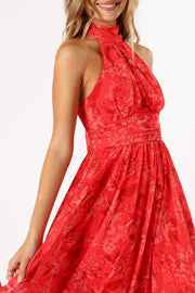 DRESSES @Primrose Halterneck Maxi Dress - Red Floral