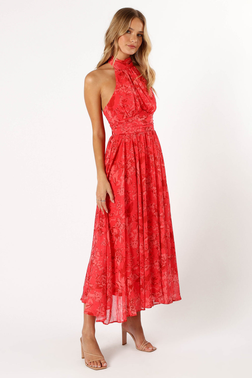 DRESSES @Primrose Halterneck Maxi Dress - Red Floral