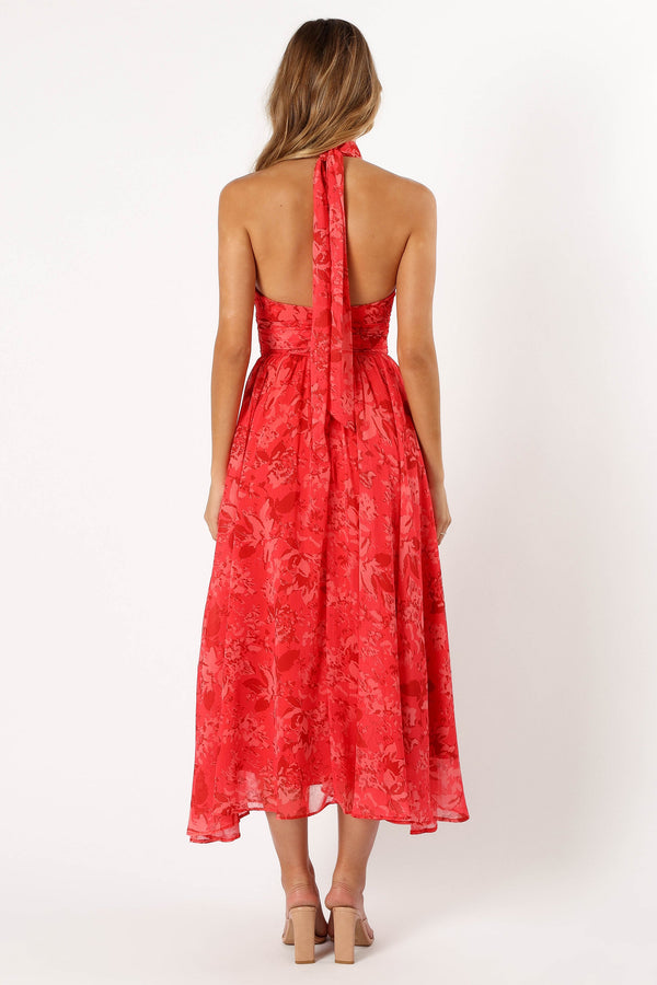 DRESSES @Primrose Halterneck Maxi Dress - Red Floral