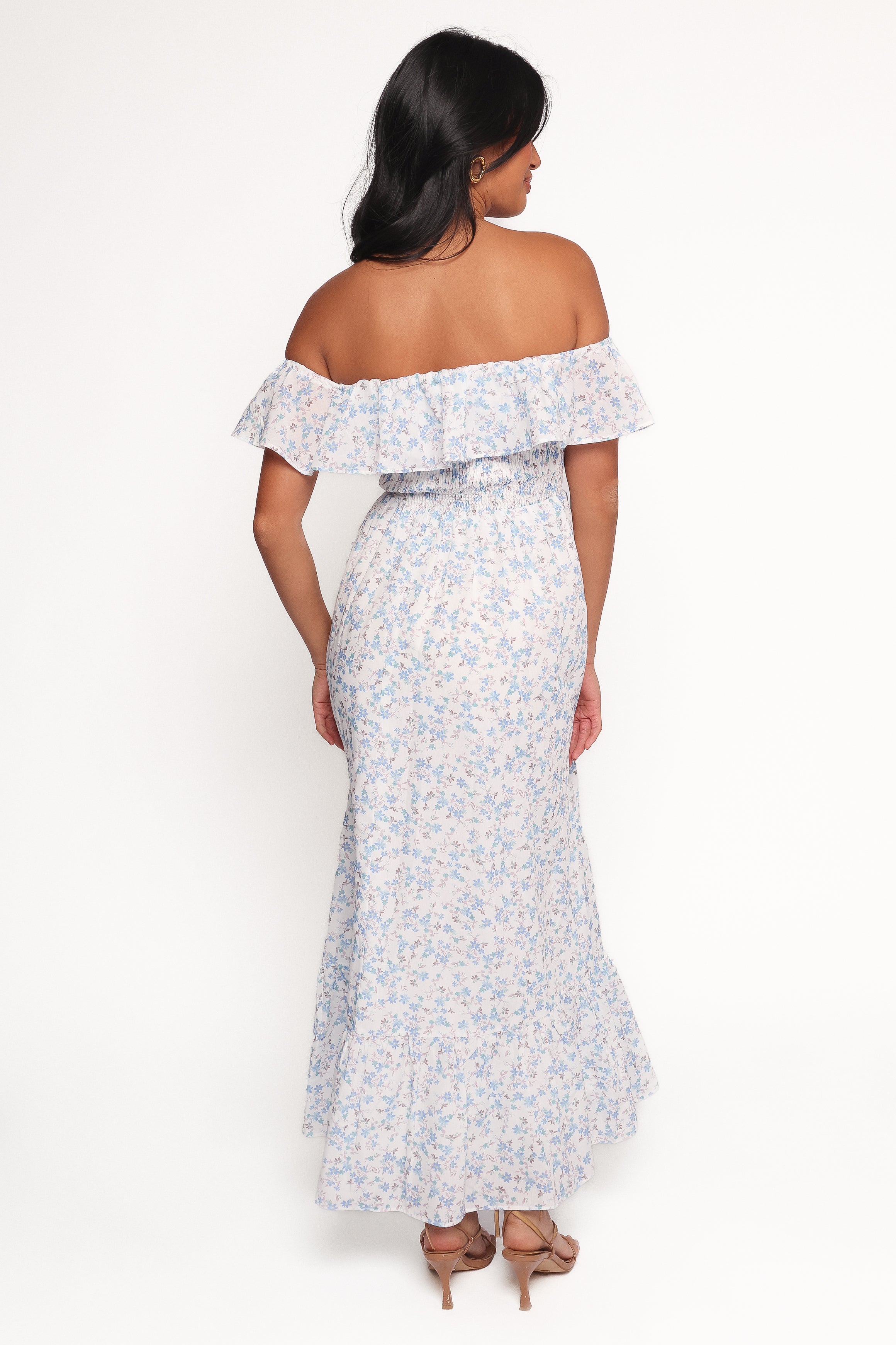 DRESSES Priscilla Strapless Midi Dress - Blue Floral