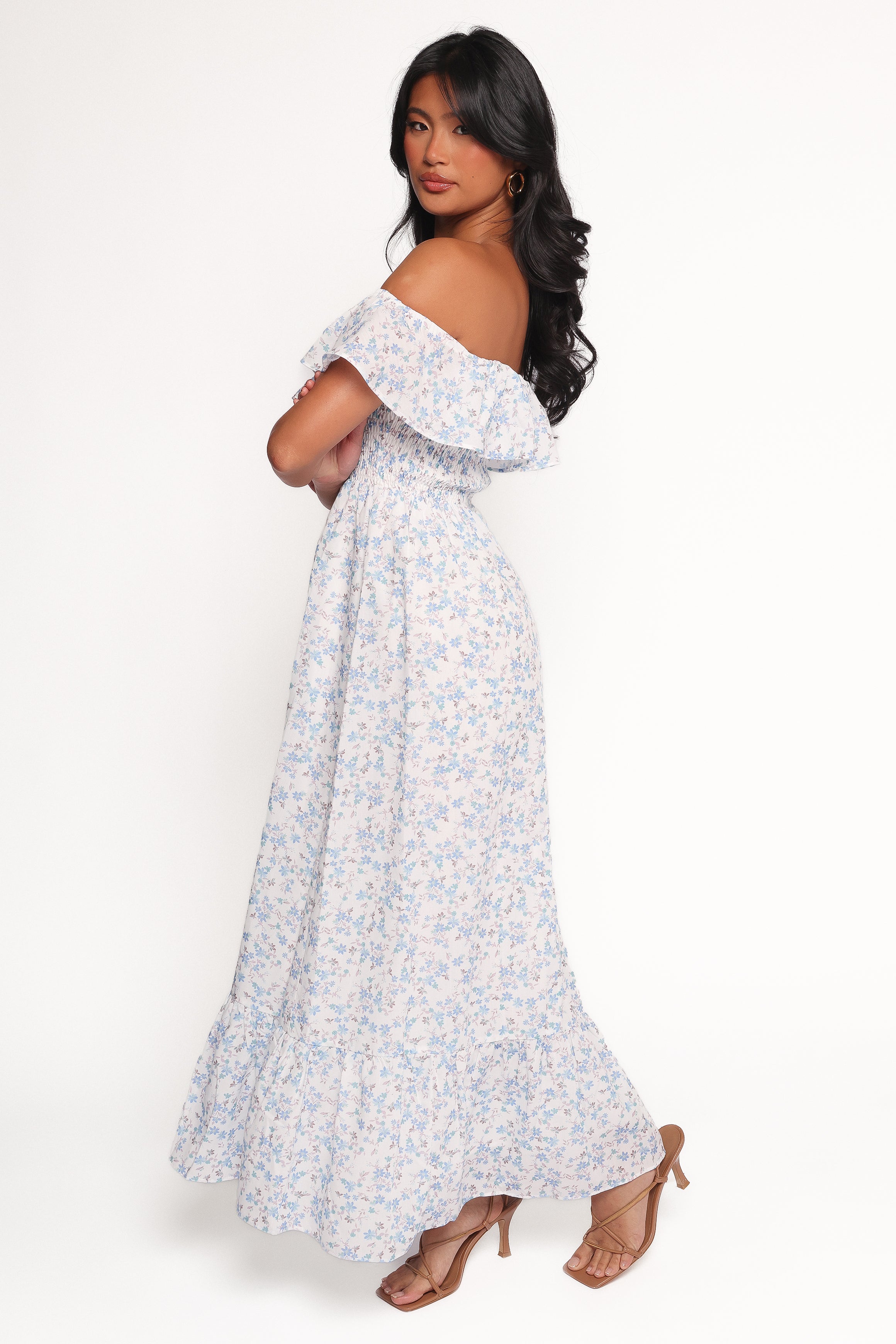 DRESSES Priscilla Strapless Midi Dress - Blue Floral