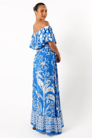 DRESSES @Pyros Off Shoulder Midi Dress - Harper Print