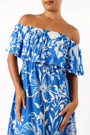 DRESSES @Pyros Off Shoulder Midi Dress - Harper Print