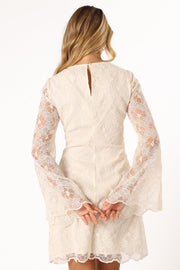 DRESSES @Quinn Bell Sleeve Mini Dress - Cream