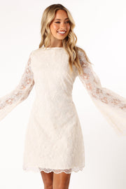 DRESSES @Quinn Bell Sleeve Mini Dress - Cream