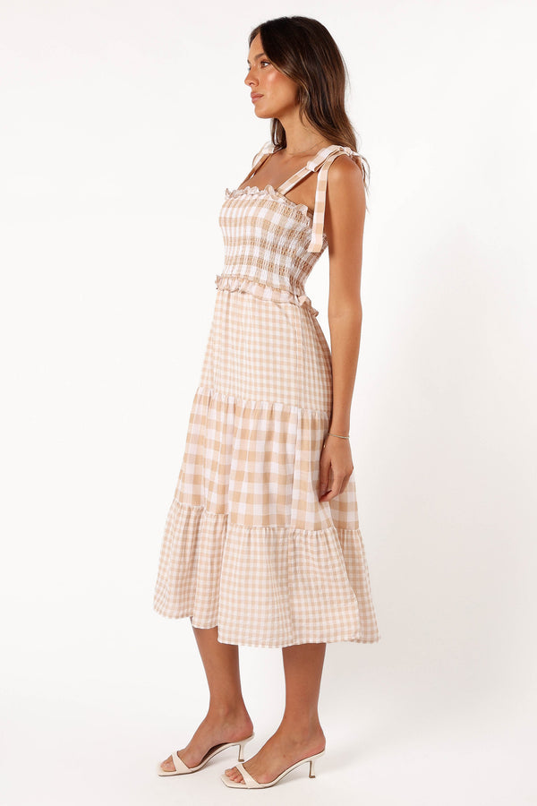 DRESSES @Rach Midi Dress - Beige Check