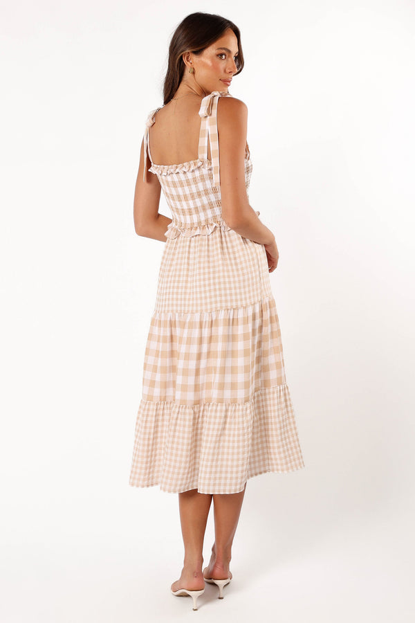 DRESSES @Rach Midi Dress - Beige Check