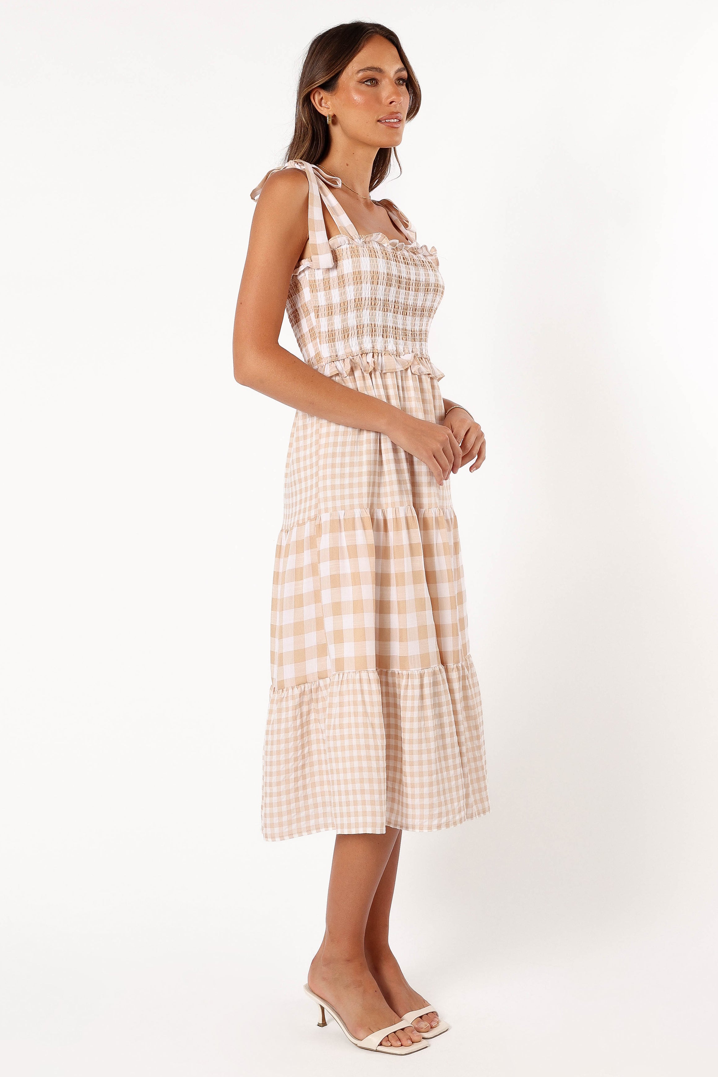 andmary Juni check dress beige S Rach Midi Dress - Beige Check