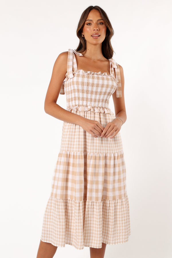 DRESSES Rach Midi Dress - Beige Check