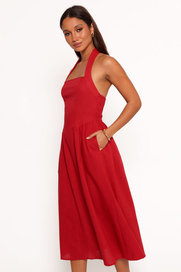 DRESSES Ramona Halterneck Midi Dress - Red