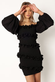 DRESSES @Reba Off Shoulder Mini Dress - Black