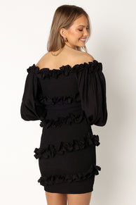 DRESSES @Reba Off Shoulder Mini Dress - Black