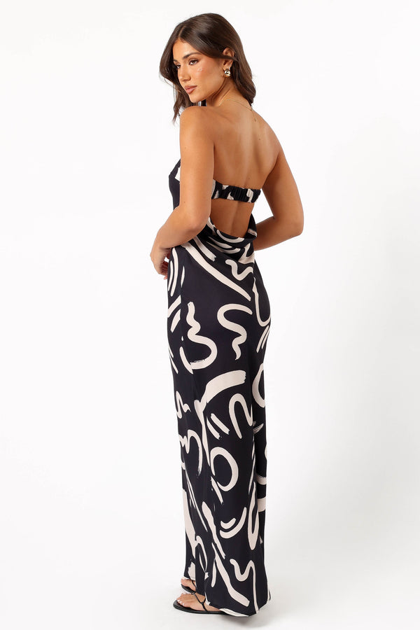 DRESSES @Remmie Strapless Maxi Dress - Black/White