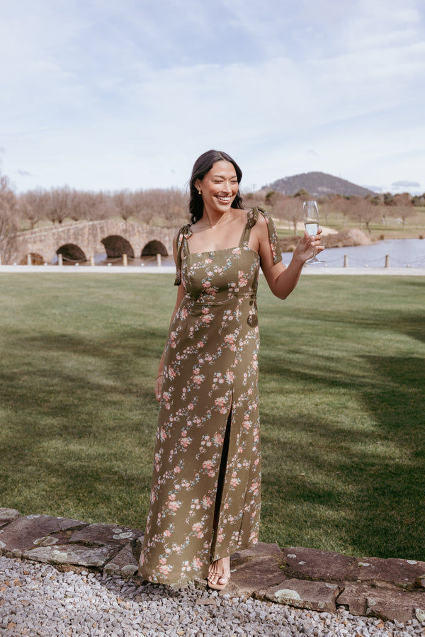 DRESSES Renita Maxi Dress - Olive Floral