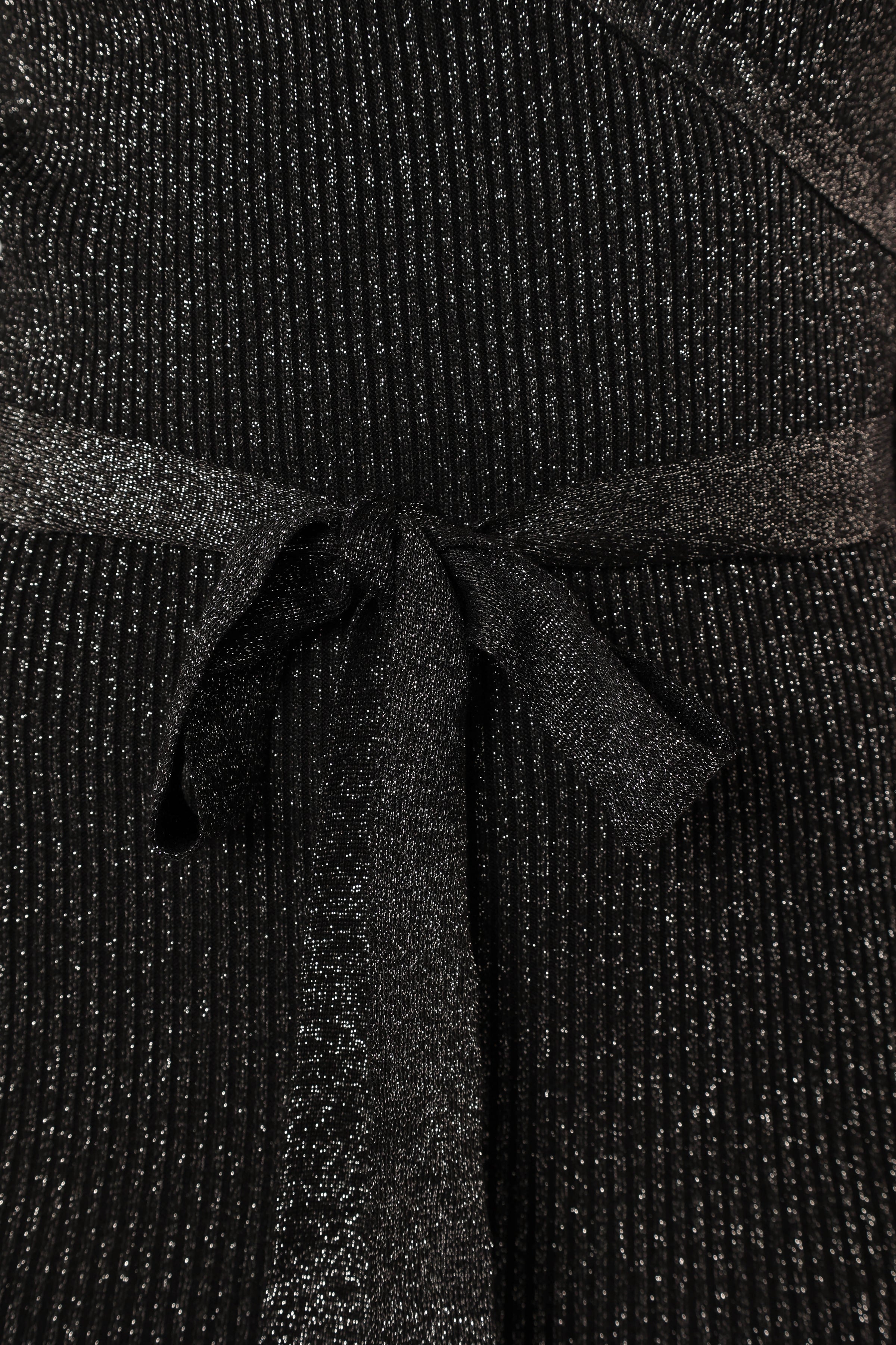 DRESSES @Rhodes Longsleeve Midi Dress - Black Sparkle