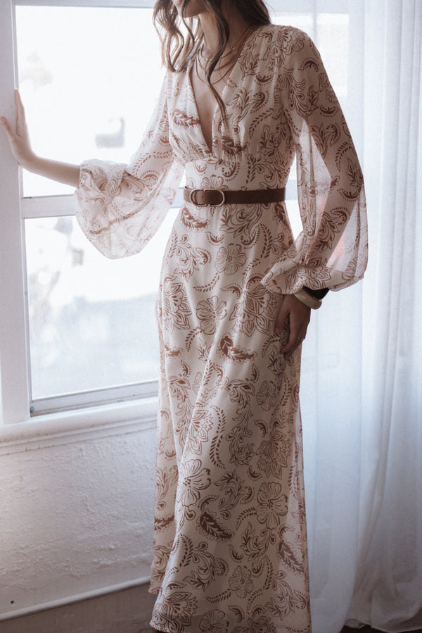 DRESSES Riba Midi Dress - Brown Paisley