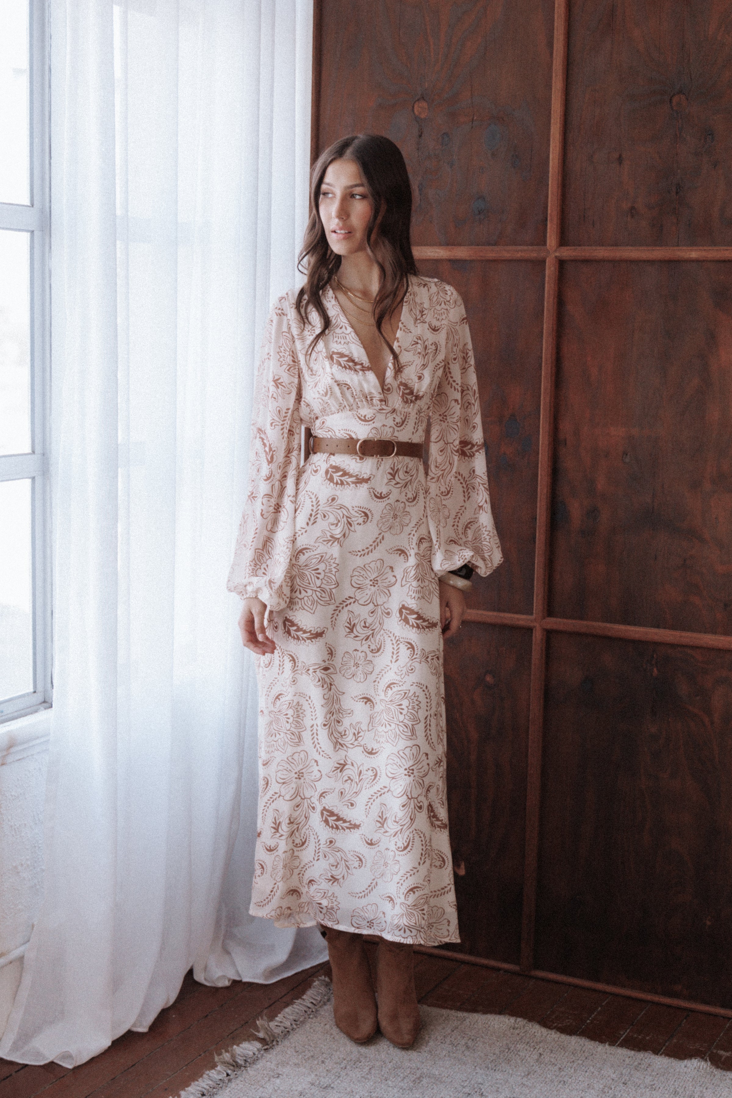 DRESSES Riba Midi Dress - Brown Paisley