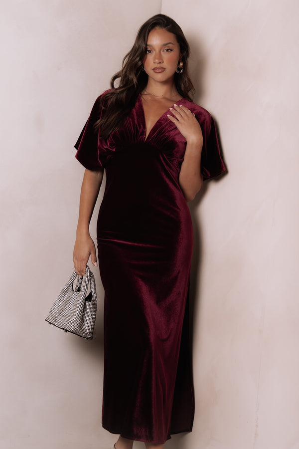 DRESSES Ricki Velvet Maxi Dress - Wine