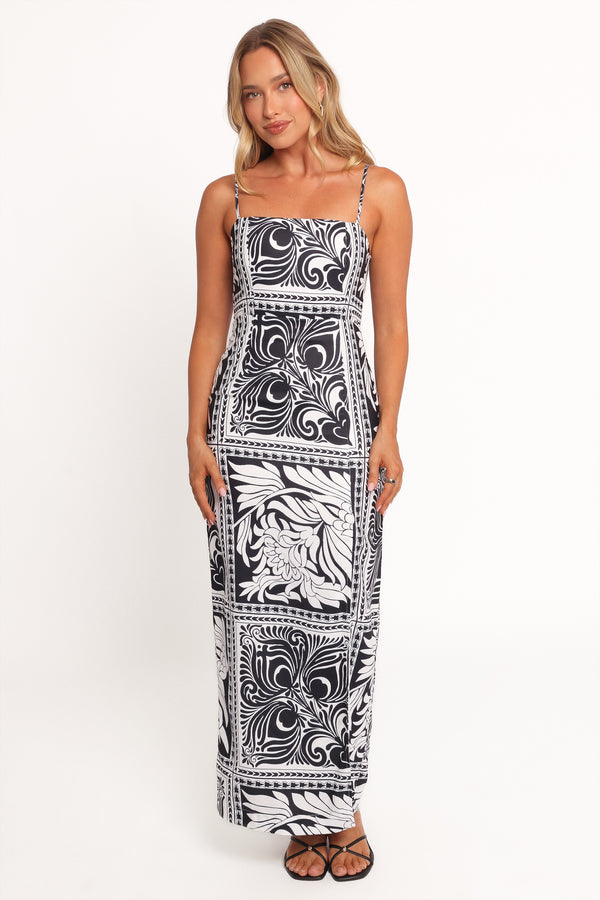 DRESSES Riley Printed Midi Dress - Black