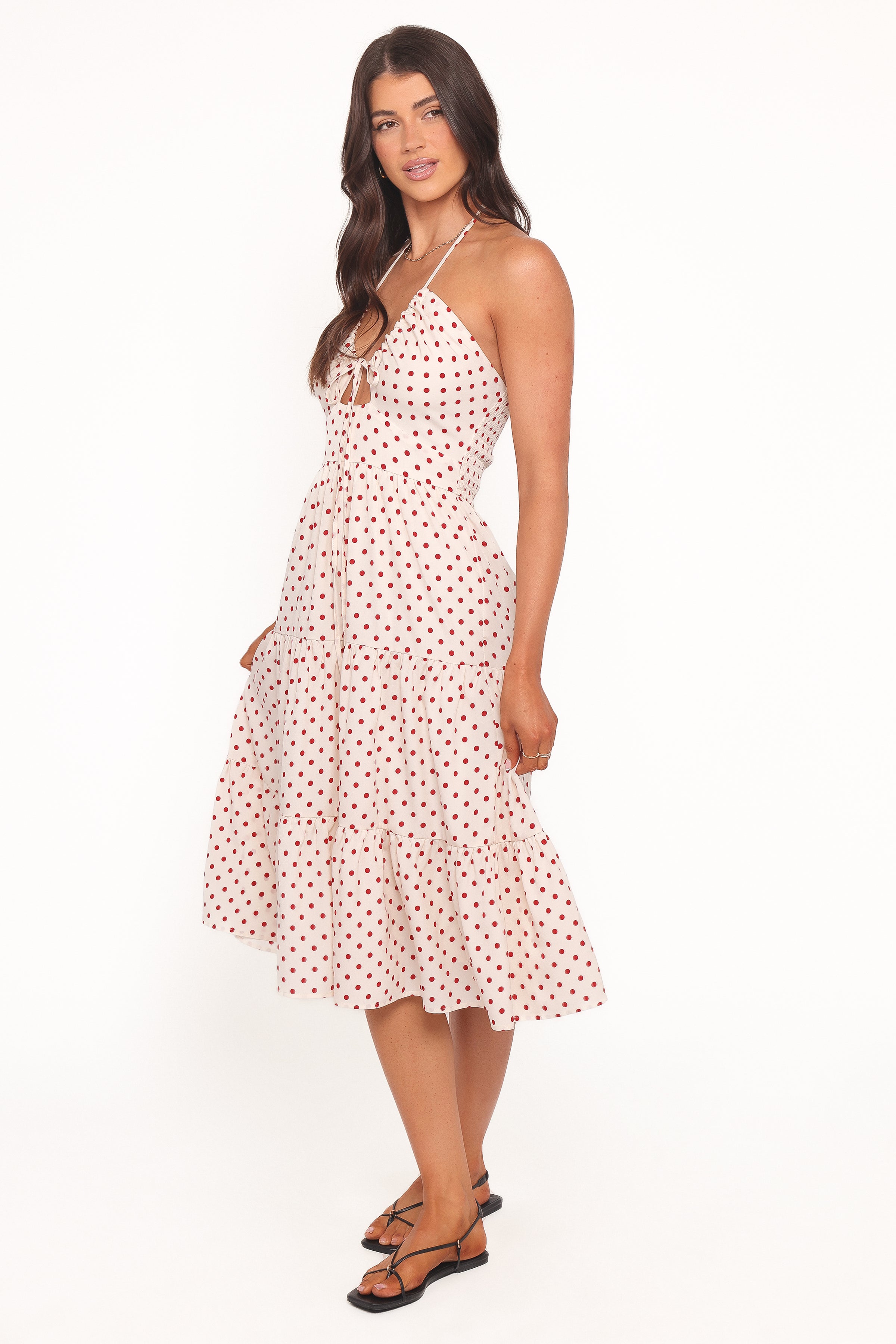 DRESSES Rilie Halterneck Midi Dress - Red Polka Dot