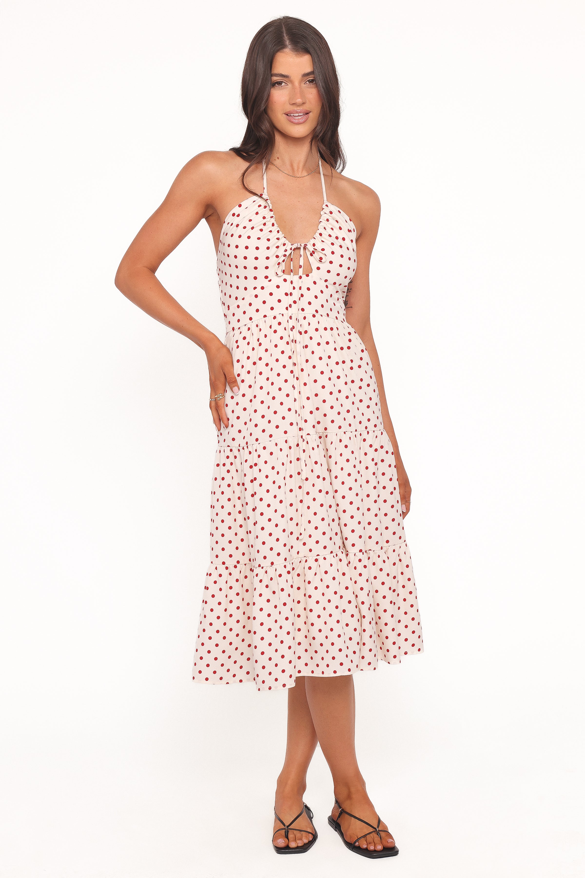 DRESSES Rilie Halterneck Midi Dress - Red Polka Dot
