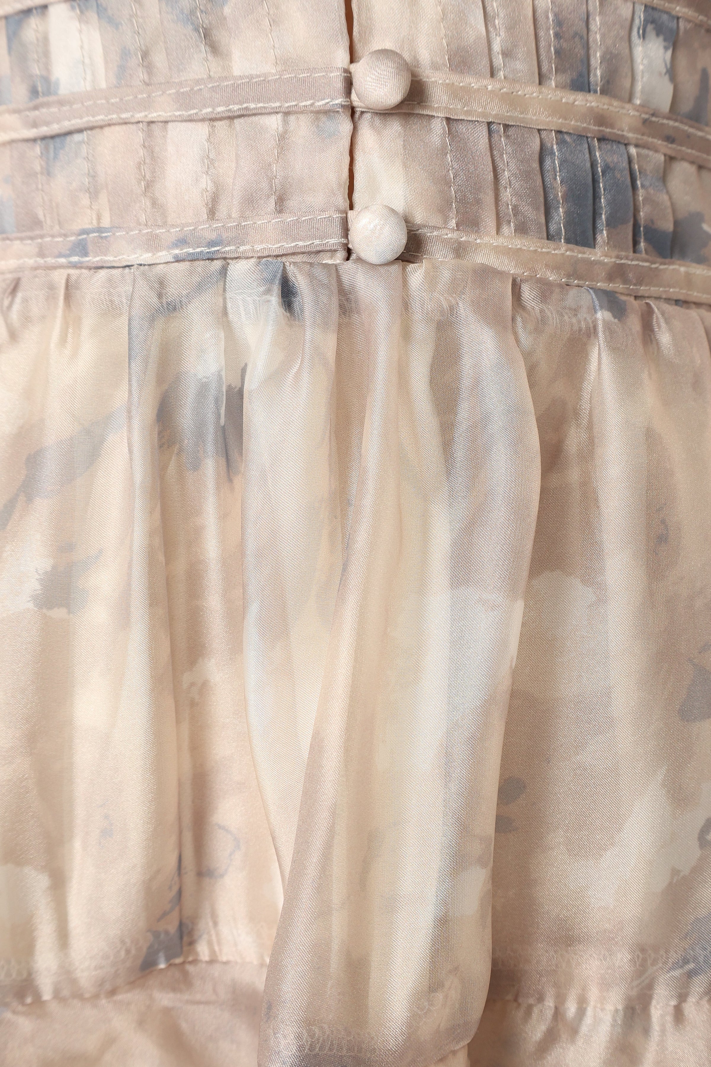 DRESSES @Rina Tiered Mini Dress - Beige Blue Floral