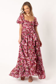 DRESSES @Rita Tiered Maxi Dress - Berry Floral
