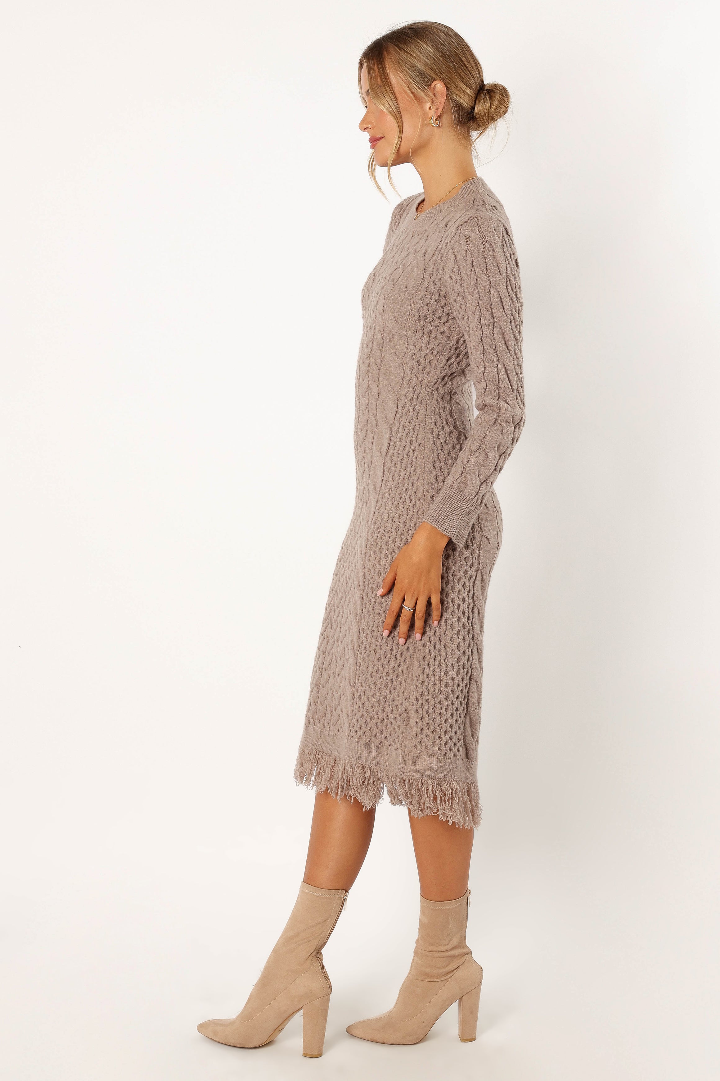 DRESSES @Roberta Longsleeve Knit Dress - Grey