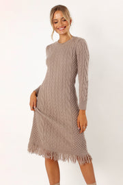 DRESSES @Roberta Longsleeve Knit Dress - Grey