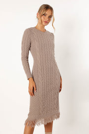 DRESSES @Roberta Longsleeve Knit Dress - Grey