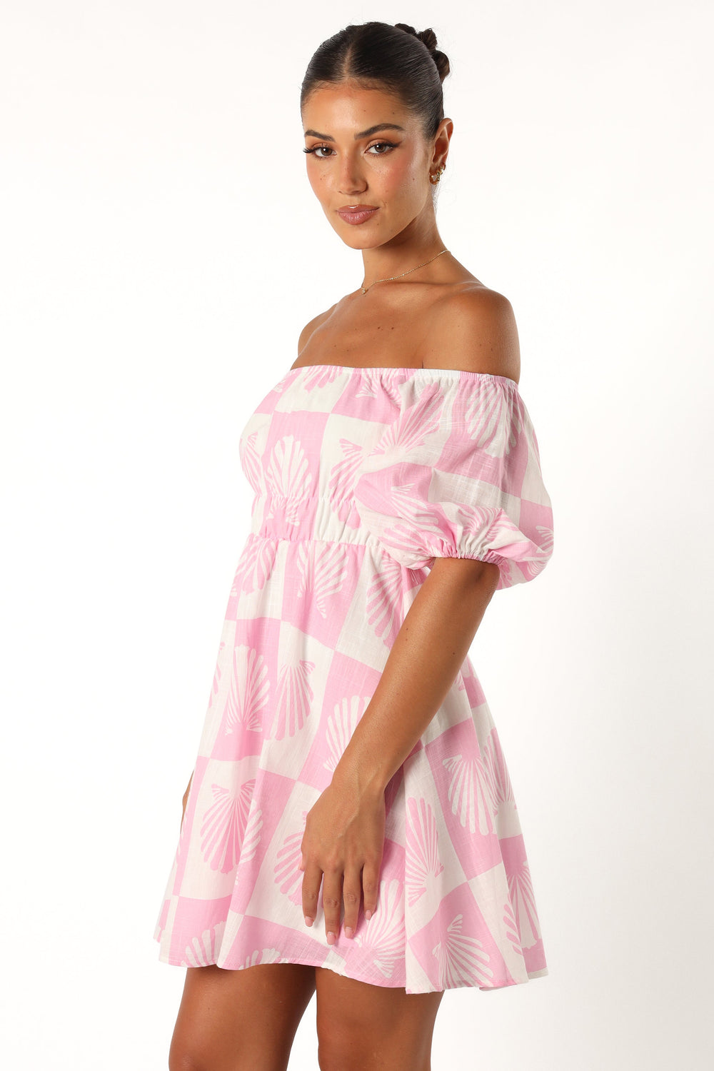 DRESSES @Rocco Off Shoulder Mini Dress - Pink
