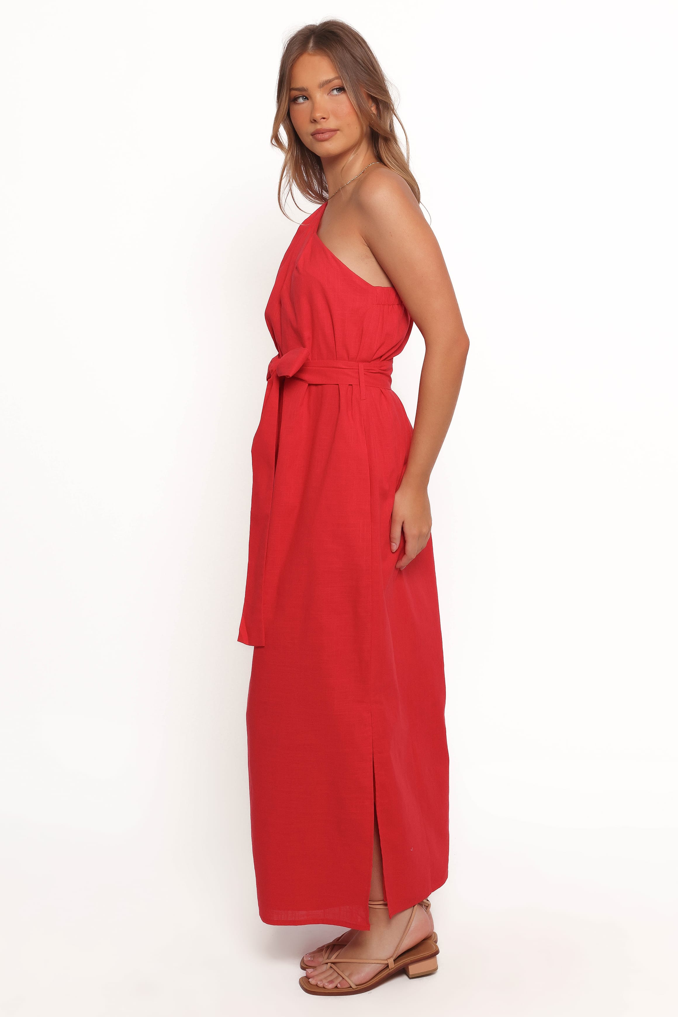 DRESSES Roma One Shoulder Midi Dress - Red