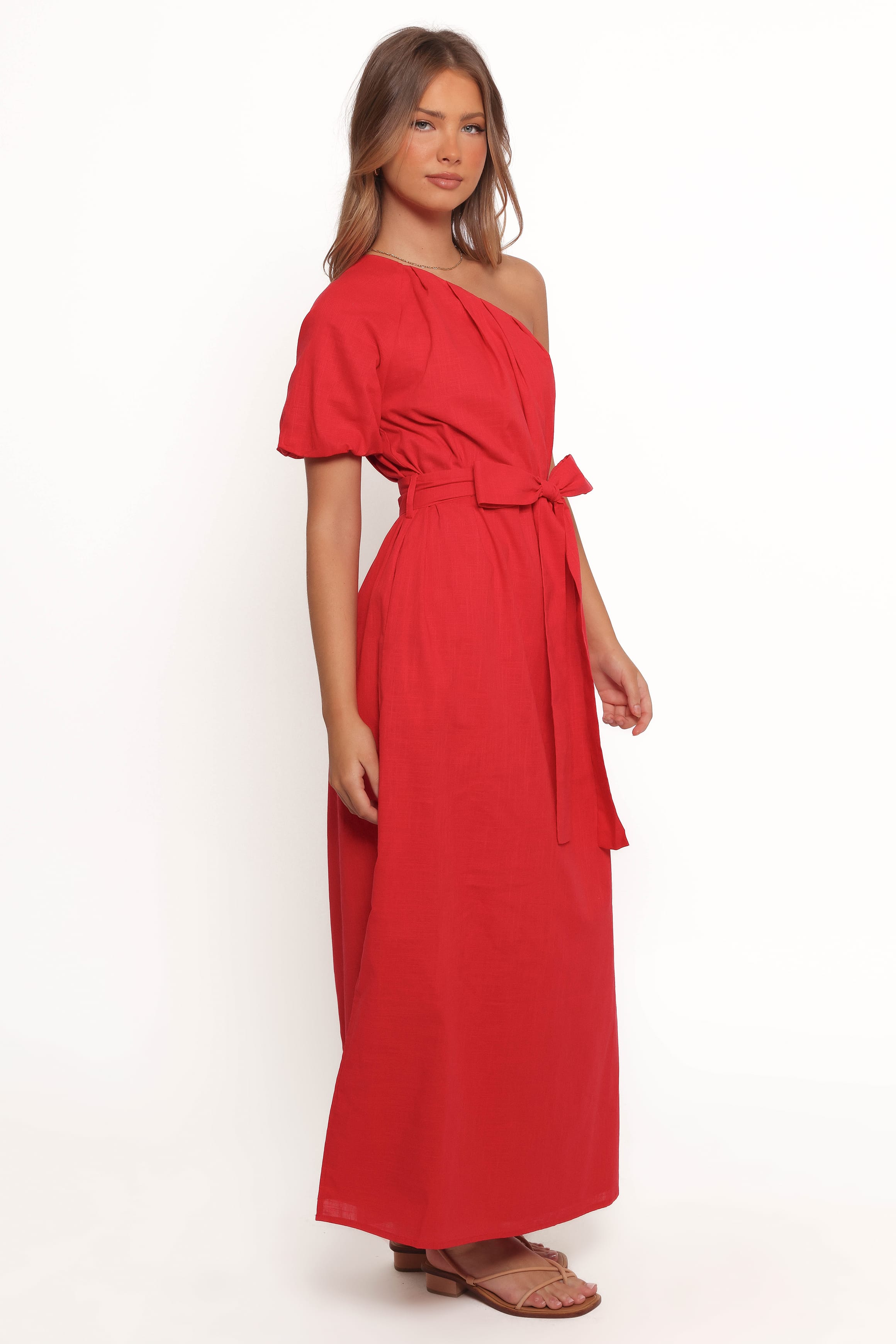 DRESSES Roma One Shoulder Midi Dress - Red