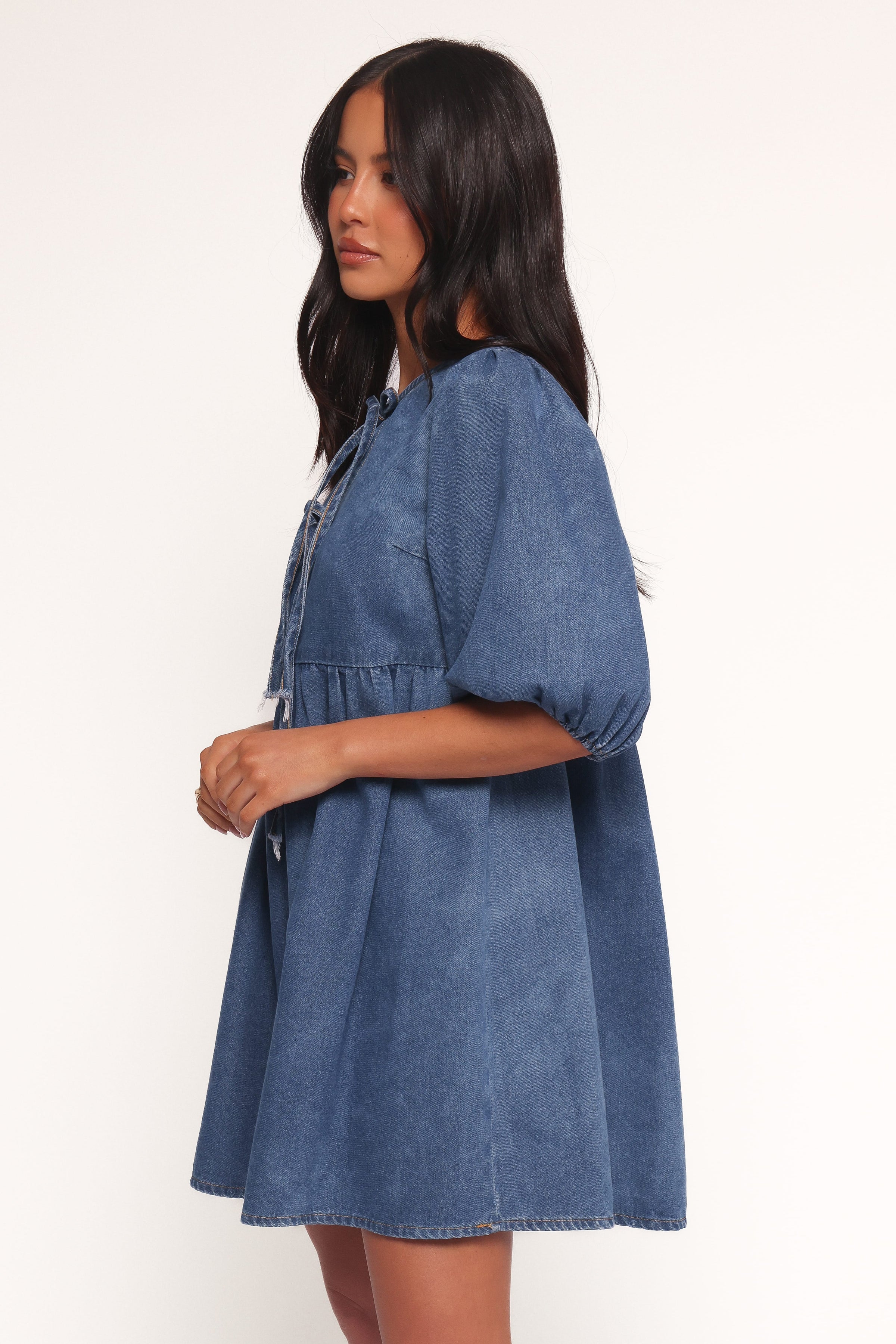 DRESSES Romana Tie Front Mini Dress - Dark Denim