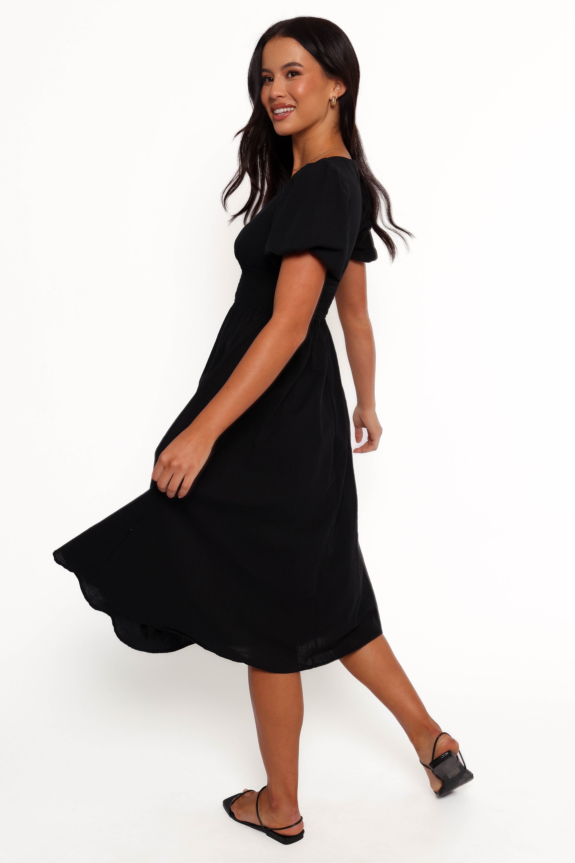 DRESSES Ronnie Short Sleeve Midi Dress - Black