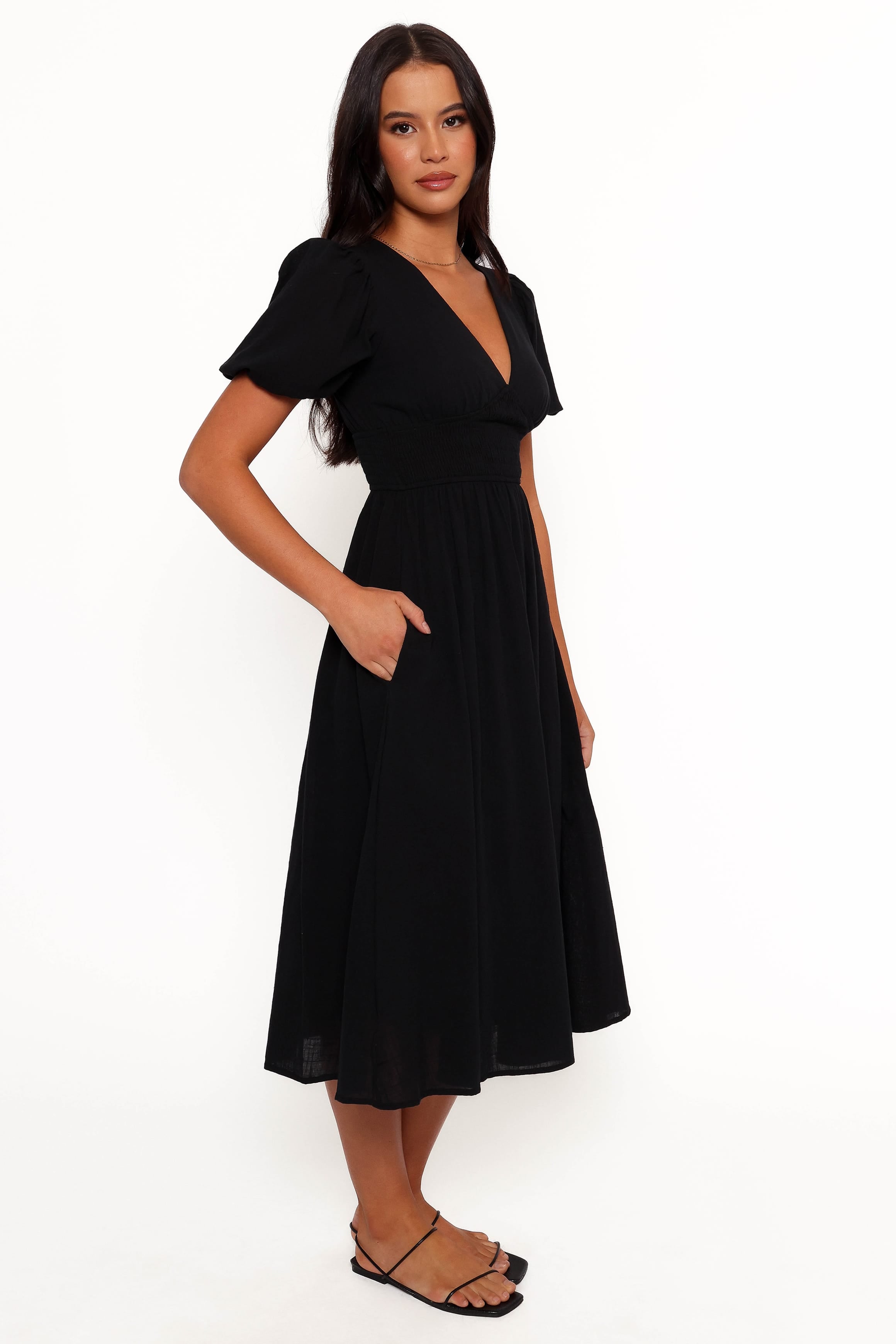 DRESSES Ronnie Short Sleeve Midi Dress - Black