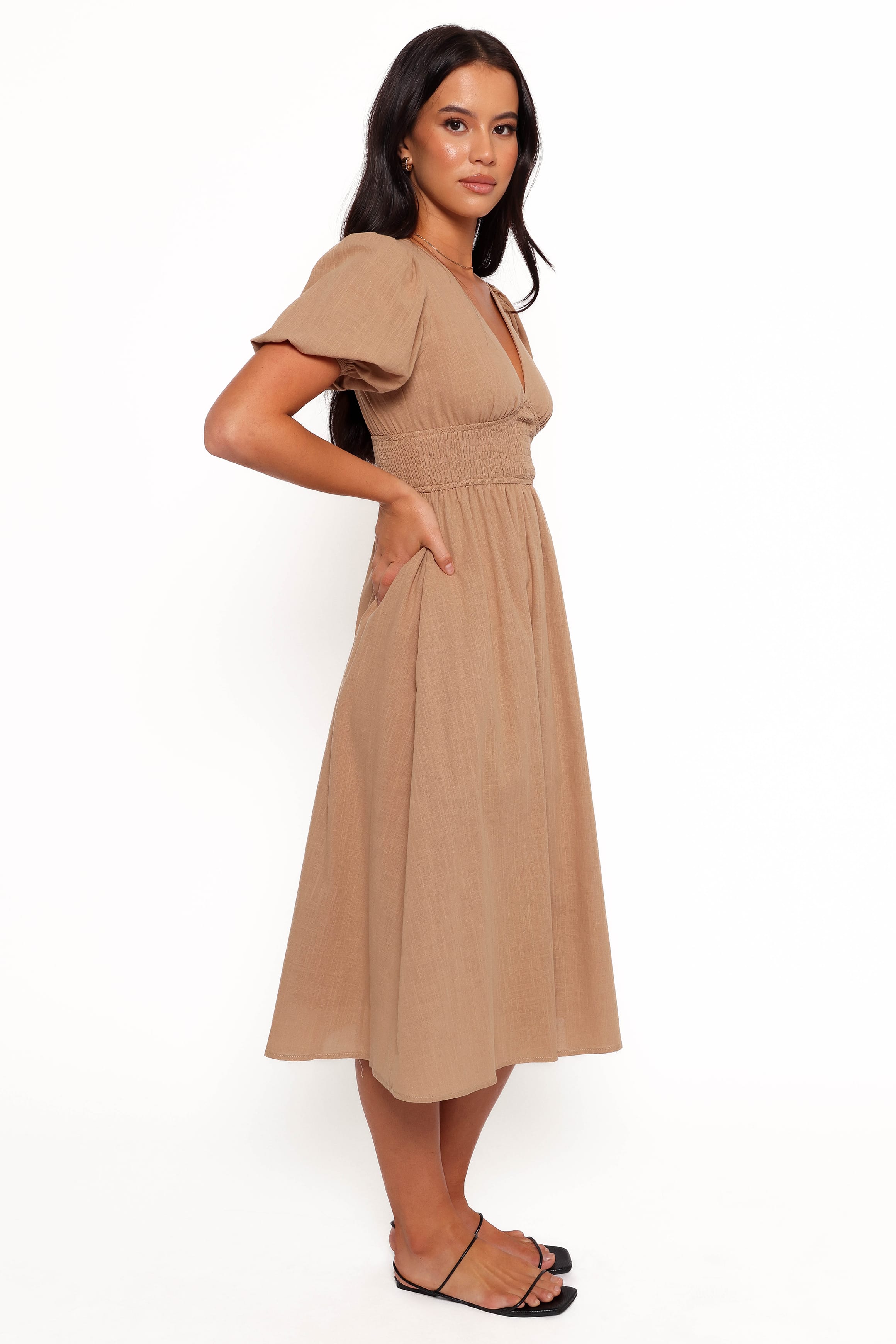 DRESSES Ronnie Short Sleeve Midi Dress - Tan