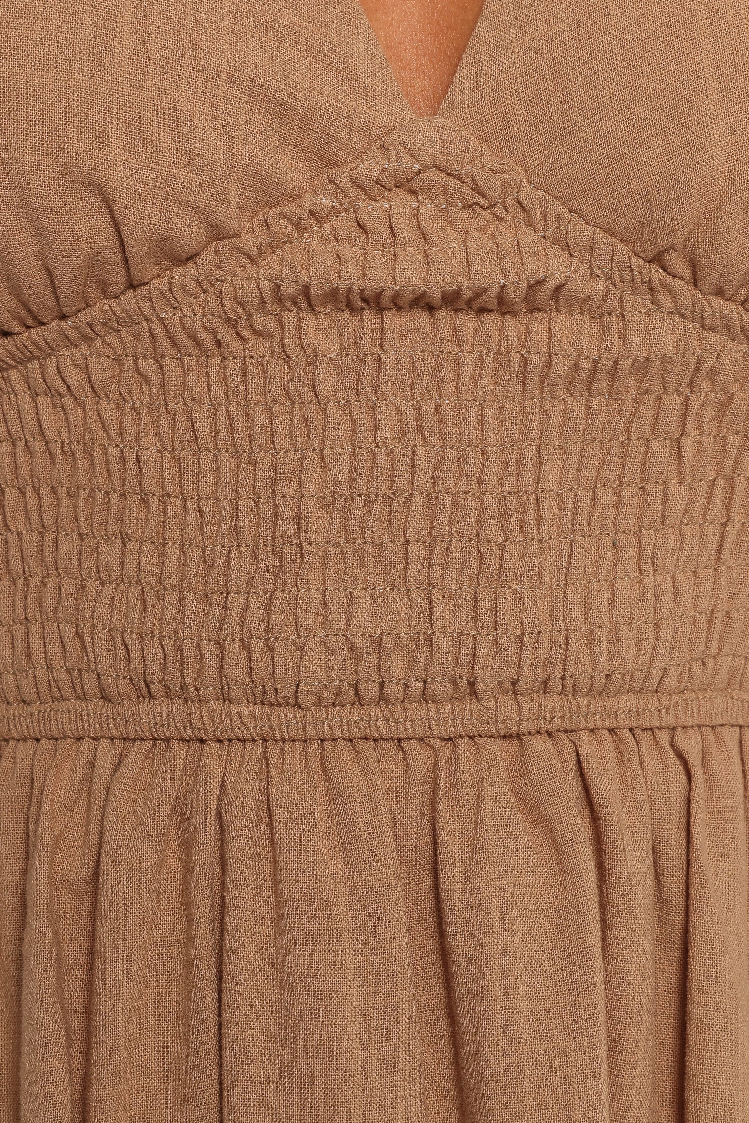 DRESSES Ronnie Short Sleeve Midi Dress - Tan