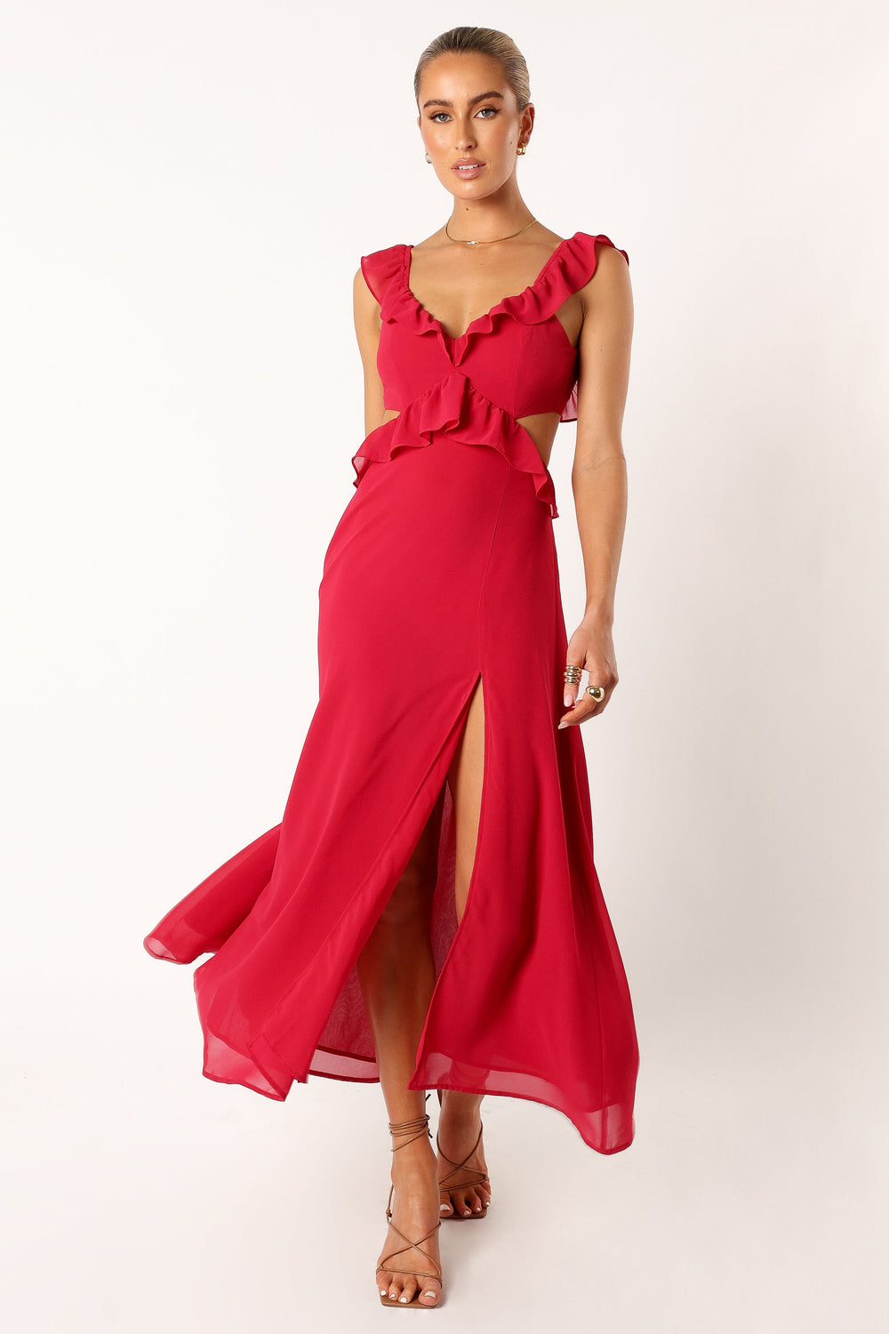 DRESSES @Rori Ruffle Maxi Dress - Pink