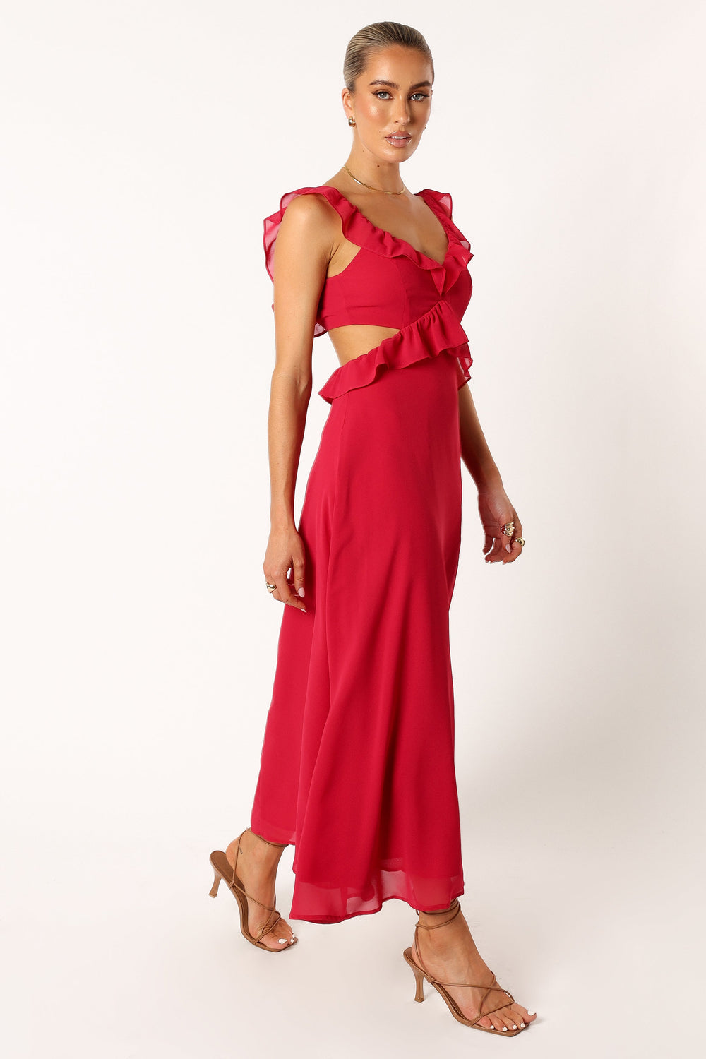 DRESSES @Rori Ruffle Maxi Dress - Pink