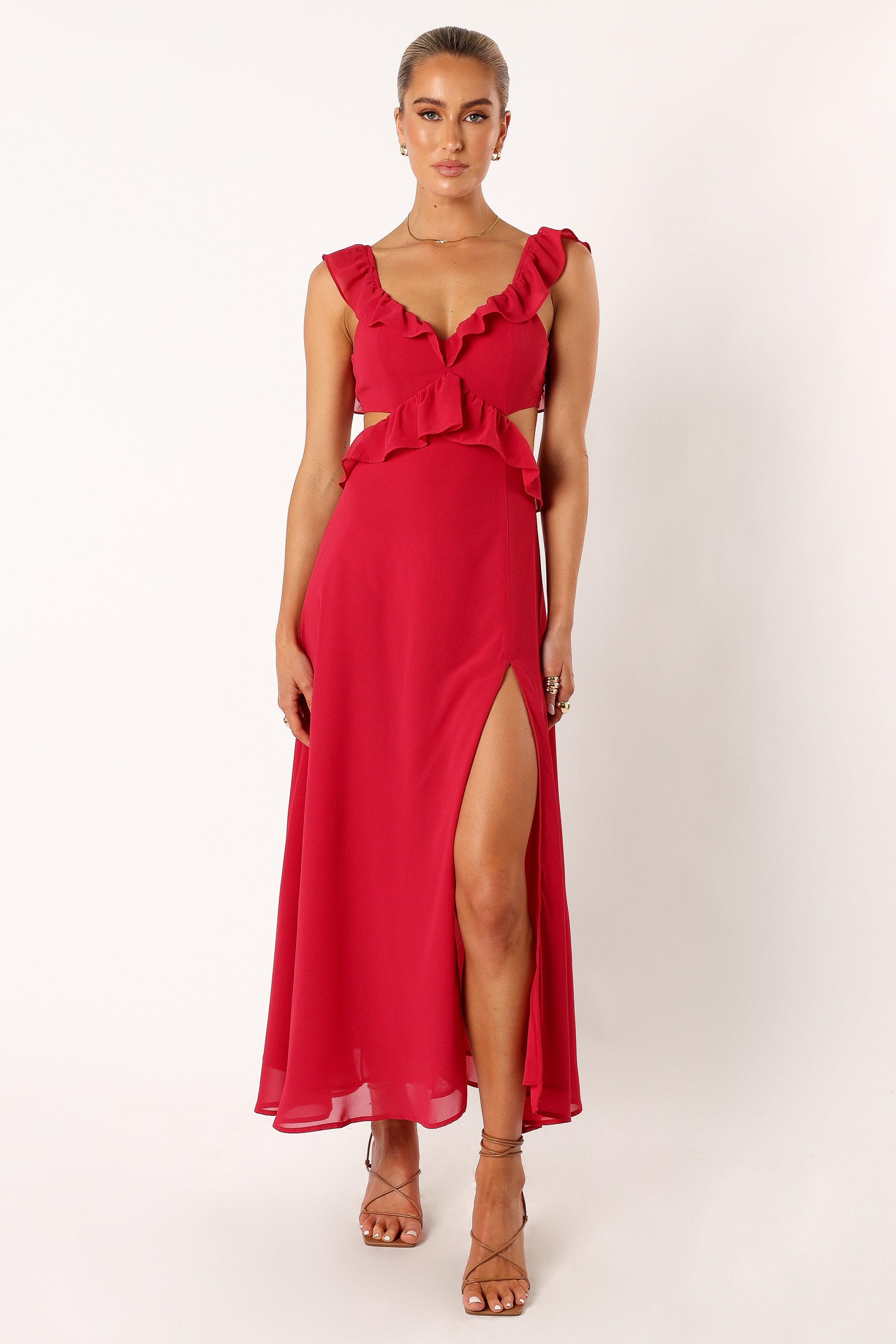 DRESSES @Rori Ruffle Maxi Dress - Pink