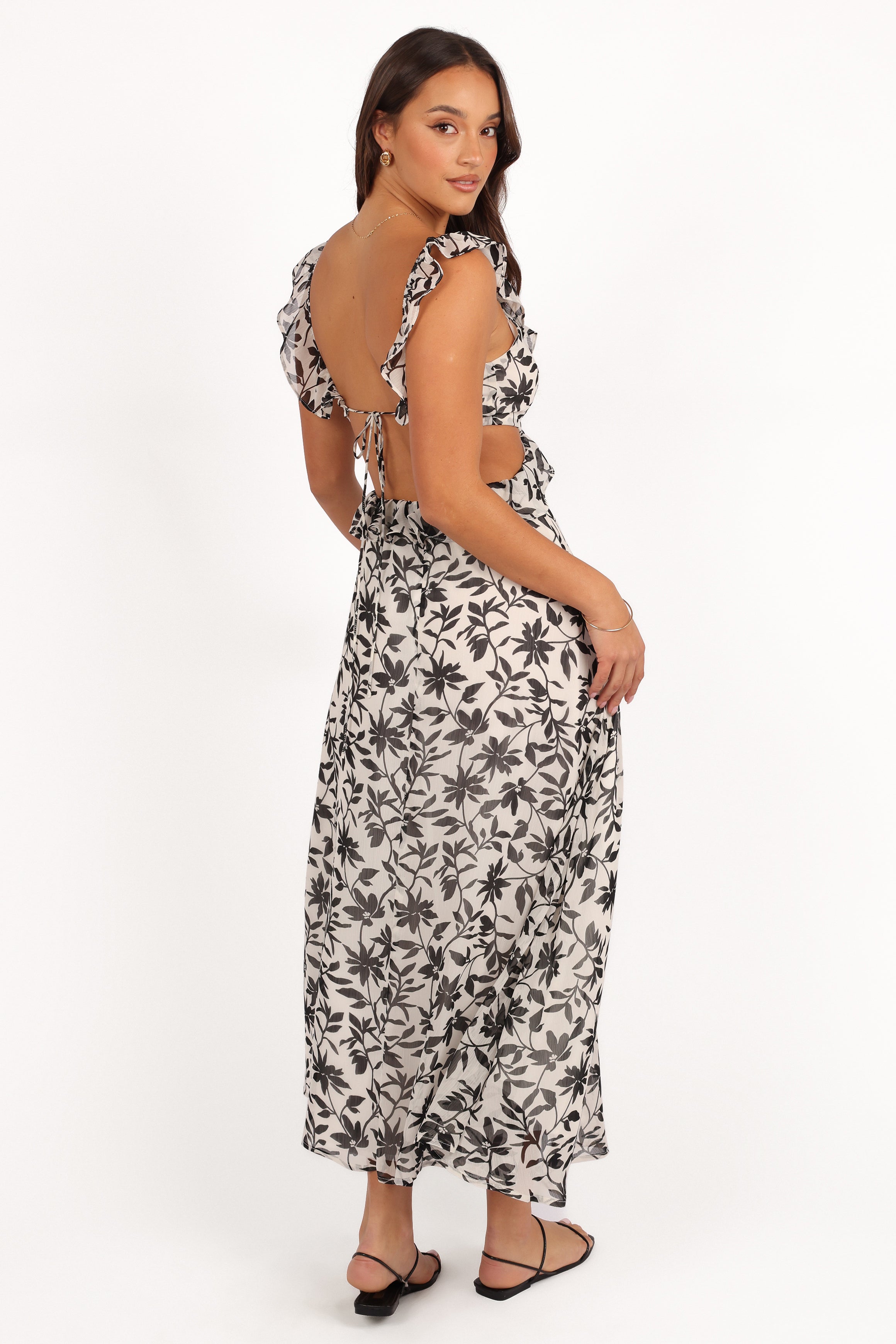 DRESSES Rori Ruffle Maxi Dress - White Black Floral