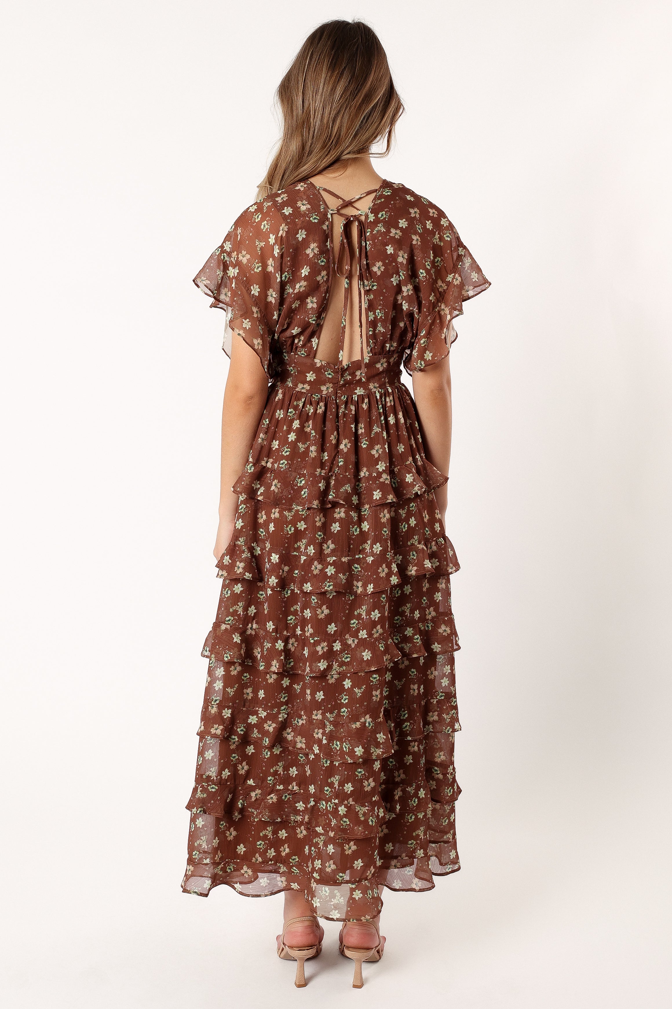 DRESSES @Rosa Tiered Maxi Dress - Brown