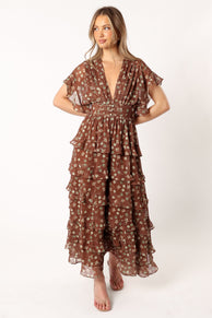 DRESSES @Rosa Tiered Maxi Dress - Brown