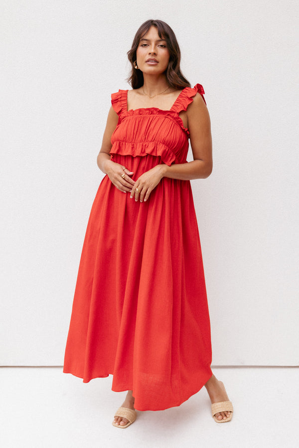 DRESSES Ross Frill Strap Maxi Dress - Red