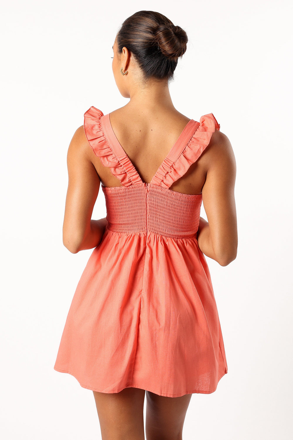 DRESSES @Rowan Frill Mini Dress - Coral